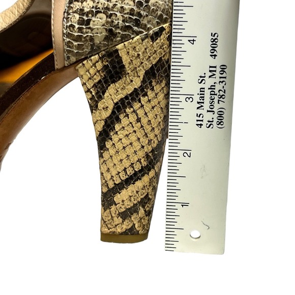 Massimo Dutti Snake Print Sandals 38 Ankle Strap Block Heel Peep Toe 4.25" Heel - Picture 12 of 12